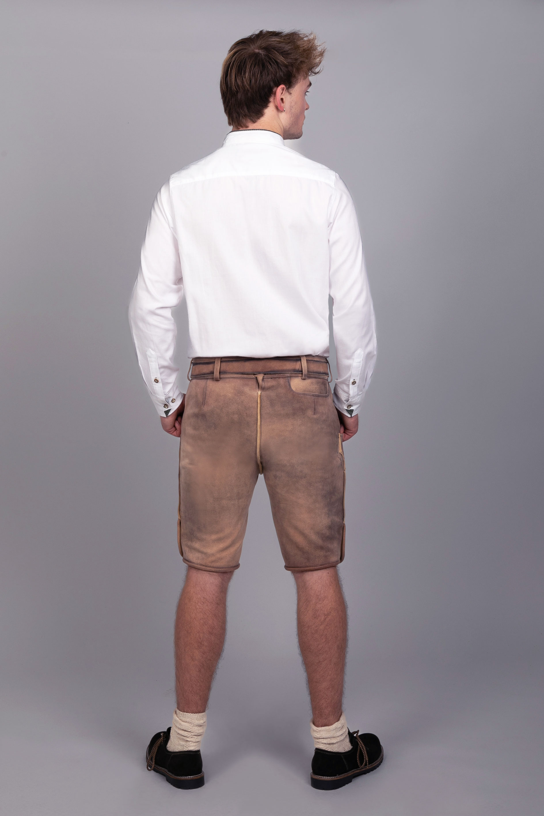 Kurze Wildbock Lederhose Peter blau sämisch